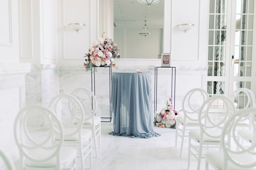 Wedding Hall with White Chairs at Polonia Palace Hotel Warsaw